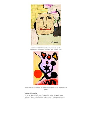 ​​Jean Dupas (1882-1964)
Étude pour la peinture murale de Le Char de Poséidon peint pour le paquebot Normandie
Plume et encre noire et grise, lav is brun, 422 x 725 mm.
Signé et daté Jean Dupas / 1935 en bas à droite. Le bord gauche et le bord inf érieur droit de la f euille av ec des pertes
de f eu.
Pandora Old Masters Inc.
​PO Box 1761 – New York NY 10021 – États-Unis
Tél. : +00 1 212 628 1974
www.pandoraoldmasters.com
Directeurs : Lester Carissimi et Christian Lapeyre –
info@pandoraoldmasters.com
Pierre-Auguste Renoir (1841-1919) Arbres au bord de l’eau et v oilier (recto)
Étude d’une barque dans un étang (v erso)
Aquarelle sur papier, 170 x 230 mm. Cachet de la signature en bas à droite. Exécuté v ers 1895.
Galerie de la Présidence
​90, rue du Faubourg-Saint-Honoré – 75008 Paris – France Tél. : +00 33 (0)1
42 65 49 60
www.presidence.fr
Directrices : Françoise et Florence Chibret – contact@presidence.fr
 