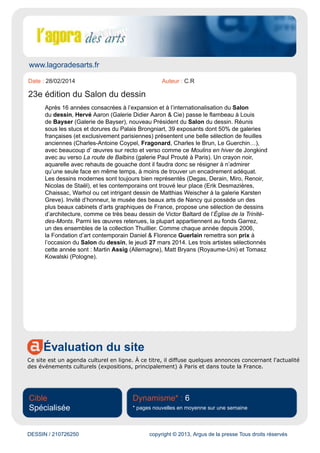 Pays : France Périodicité : En continu
Support : Paris is beautiful.com Diffusion : NC
Date : 27 février 2014 Catégorie : Presse Internet
_________________________________________________________________________________
 