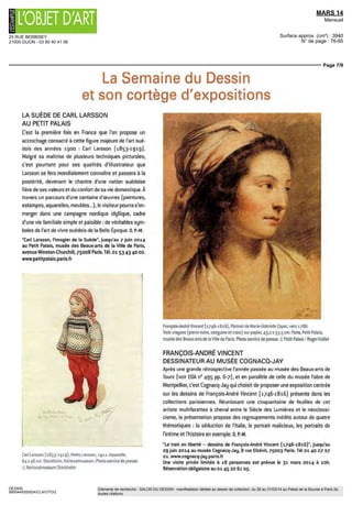 25 RUE BERBISEY
21000 DIJON - 03 80 40 41 06
MARS 14
Mensuel
Surface approx. (cm²) : 3940
N° de page : 76-85
Page 6/9
DESSIN
9950449300524/CLA/OTO/2
Eléments de recherche : SALON DU DESSIN : manifestation dédiée au dessin de collection, du 26 au 31/03/14 au Palais de la Bourse à Paris 2e,
toutes citations
Vous appartenez a une dynastie d experts et de
marchands de dessins Avez vous reçu une forma
lion a l'extérieur avant d intégrer la firme fami
haie et quel est votre rôle au sem de cette fratrie ?
Voir d autres horizons avant d intégrer la gale
ne familiale était une bonne chose aussi ai je
fait I Essec puis je suis parti pour deux annees
en cooperation a Vientiane Apres ce sejour au
Laos, de retour a Paris en 1998, jai rejoint la
galerie et rapidement jai participée la Societe
du Salon du Dessin Au sem de la maison farni
haie, il existe deux activites I une de ventes
publiques orchestrée par deux de mes freres,
Patrick et Augustin, et la galerie proprement
dite, dirigée par Mathieu et moi même
Le travail d'Hervé Aaron a la tête du Salon du
Dessin fut couronne de succes, ce qui n était pas
gagne d avance Comment voyez vous l'évolution
de cette manifestation dans les annees a venir '
Herve Aaron fut un president ambassadeur il
a su developper I assise internationale de cet
evenement ce qui a permis une progression
constante Le succes de ce salon repose sur
I excellence et la qualite des pieces presen
tees Les conservateurs et les collectionneurs
sont a la recherche de feuilles médites, ce qui
explique les ventes importantes réalisées les
premiers jours, car le succes, comme dans
d autres domaines, est lie a la decouverte
Etant donne la place réduite imposée par le
palais Brongniart, envisagez vous un autre lieu
pour I avenir'
Le palais de la Bourse correspond a merveille
a la taille de ce salon ll ne faut surtout pas
changer de lieu car cest une alchimie qui
fonctionne tres bien Certains exposants par
ticipent chaque annee alors que d autres
viennent ponctuellement Et les emplace
ments sont tires au sort, un procede tres
bien accepte par tous
Avez-vous des projets pour developper les activi
tes annexes au salon '
Trois evenements rythment le salon Le dejeu
ner du mercredi qui rassemble conservateurs,
Entretien
avec Louis de Bayser,
nouveau président
du Salon du Dessin
Propos recueillis par Armelle Baron
collectionneurs et exposants les rencontres
autour d un thème - cette annee il s agit de
I architecture -, et la remise du Prix de la fon
dation Guerlain L equilibre est tres bon
Quelle serait selon vous la proportion idéale entre
dessins anciens et feuilles modernes ou contem
porames ?
Depuis cinq ou six annees la proportion de
dessins anciens, modernes et contempo
rams est la même, c'est a dire 50 % d anciens
et 50 % de modernes et contemporains, maîs
plutôt que d imposer une repartition, un seul
critere nous guide I excellence de la qualite
Le dessin ancien a connu depuis une trentaine
d annees une fabuleuse course ascendante Ou en
est il aujourd hui '
Aujourd tim les prix semblent avoir atteint un
certain palier maîs des dessins peuvent
s élever a des sommes tout a fait étonnantes
s il y a entre autres un effet decouverte ll
ne faut jamais oublier I irrationalité du
marche de lart '
Letat de conservation d un dessin est il tres
important pour un acheteur?
L etat de conservation d un dessin joue enor
mement maîs aujourd hui de tres bons res
taurateurs peuvent redonner des couleurs a
une sanguine msolee de Fragonard en
revanche devant le mauvais etat d un lavis de
Guerchm, on ne peut rien faire ll est pnmor
dial avant tout de garder la visibilité et la
luminosité d un paysage voulues par I artiste
Quel est le profil du collectionneurtype aujourd'hui'
Les nouveaux collectionneurs ont entre 45 et
50 ans ce sont de bons amateurs, passion
nes, issus le plus souvent du monde de la
finance des chefs d entreprise ou encore des
avocats C est une clientele fidèle et tres active
alors que les collectionneurs dun age plus
avance sont plus sélectifs dans leur choix
Esquisses ou œuvres achevées ?
Ou va la prefe-
rence des collectionneurs '
Dans les annees 1980 les dessins prepa
ratoires étaient tres recherches
aujourd hui les collectionneurs achètent
des dessins non plus pour les mettre dans
des cartons maîs pour les disposer sur les
murs et les montrer Donc on préférera
une oeuvre achevée avec une visibilité
graphique et, si elle est préparatoire a une
oeuvre future, on exigera qu elle soit equi
hbree et assez aboutie et bien evidem
ment dans un tres bon etat de conserva
tion Et si de surcroît cest une decou
verte eh bien, cette œuvre deviendra
alors le dessin idéal '
Le Salon du Dessin 2014 du 26 au 31 mars 2014
au palais Brongniart place de la Bourse, 75002
Paris Ouvert de I2h a 20(130 jusqu a 22h le 2?
mars.jusqu a 20h le 31 mars Tel oi 45 22 6l 05
Lin colloque est organise au petit auditorium le
26 mars de I5h a i8h et le 2p mars de 141130 a
171130 wwwsalondudessmcom
 