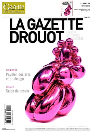 1 RUE LULLI
75002 PARIS - 01 40 54 11 00
20/26 MARS 14
Hebdomadaire
OJD : 84864
Surface approx. (cm²) : 709
N° de page : 73-74
Page 2/2
DESSIN
4671759300503/GCD/OTO/2
Eléments de recherche : SALON DU DESSIN : manifestation dédiée au dessin de collection, du 26 au 31/03/14 au Palais de la Bourse à Paris 2e,
toutes citations
musées. Saforceestdeprésenter, tantpourlesmai- "Vued'unparc
tres anciens que pour les modernes, une sélection de italien" (lavis
feuillesexceptionnelles»,souligneavecsatisfaction debistresur
son nouveau président Louis de Bayser. Nul ne pierrenoire),
peut démentir un tel satisfecit, car le Salon du des- de Jean
sinn'a cessé de révéler ces dernières années la puis- Honoré
sance de cette spécialité, ses traits de génie, ses Fragonard
raretés, comme aucun autre rendez-vous. (entre1775
Àbien des égards, le dessin est compris comme et1780).
uneexpressionartistiquequirévèlelapersonnalité L'œuvre
des artistes, jusqu'aux études préparatoires que présentée
l'on appréhende davantage comme une écriture parlagalerie
stylistique. «C'est un marchéqui se raréfie etse valo- DidierAaron
rise et Paris occupe une place particulière pour les figureparmi
oeuvressurpapier»,confirmeSylvieTocciProuté lest 000
qui figure parmi les organisateurs du Salon. Tous dessins
les spécialistes du dessin en conviennent, cet éve- exposés
nement, un des peu nombreux domaines de l'art au Salon.
oùParisfaitencorefiguredeplaceforte, doitbeau-
coup à la personnalité d'Hervé Aaron qui fut à la
tête du Salon pendant seize ans et en est toujours
membre organisateur. «Laforce du Salon est d'offrir
àlafoisuneprésentationuniqueetuneexpertisede
réfêrenceavecdesrencontres,destablesrondes»,
précise le nouveauprésident Louis de Bayser, éga-
lement fils de marchand d'art. Les œuvres
muséales ont la réputation d'être acquises au soir
duvernissage. Qui sera le plus fort acheteur ? Qui
sera le meilleurvendeur ? La transaction phare de
l'édition2013futcelleconclueparlemarchandlon-
donienJean-LucBaroni(TheDestructionofPha-
raoh'sHostdeJohnMartin-1836 -, pour1,5million
d'euros). Sur son stand parisien, il pourrait se dis-
tinguer encore cette fois avec un record pour une
têtedemoinedeFraBartolomeo(1472-1517),dessin
magistralàlapierrenoireestiméàplusdeImillion.
Parmi nos coups de cœur, les œuvres présen-
tées par les galeries de Bayser (une étude
d'homme de Charles Le Brun, un dessin prépara-
toireaufusainpourCequefutlaBelleHeaulmière,
d'AugusteRodin,estimé400DOOeuros),Nor-
mand (une gouache et rehauts d'huile de Théo-
dore Chassériau, 1854) ou Didier Aaron & Cle
(œuvres, très prisées, deJean-Honoré Fragonard).
Les ventes du Salon intéressent tous les ama-
teurs et restent en nombre concentrées sur des
«acquisitionsdefeuillesàmoinsdel5000euros».Des
dessins de "petits maîtres" du XIXe
siècle, tels
Devéria ou Lehmann, élève d'Ingres, tournent
autourde5DOOeuros.Encherchantbien,unama-
teurpeuttrouverundessinanonyme duXVIe
siècle
italienaumêmeprix!Aprèsceparcoursdelongue
haleine, Christie's,numéroundesventesde dessins
en France, est un passage obligé. La maison pro-
pose, le 26 mars, des dessins exceptionnels. Parmi
les œuvres attendues, un Caravage qui provient de
lacollectionEverhardJabach(àlaquelleleLouvrea
consacré une exposition l'année dernière), estimé
entre150DOO et250DOOeuros; ouducôtédes
"modernes", un Matisse (entre 600 000 et
800DOO euros). VirginieJacoberger-Lavoué
www.salondudessin.com
 