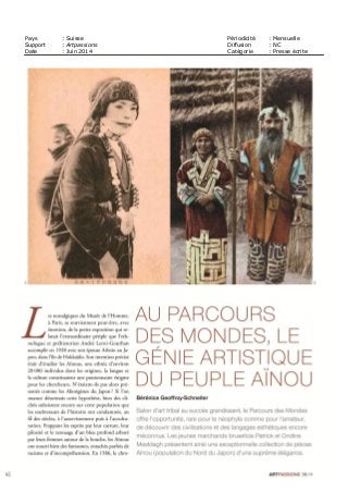 Pays : Suisse Périodicité : Mensuelle
Support : Artpassions Diffusion : NC
Date : Juin 2014 Catégorie : Presse écrite
 