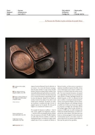 Pays : Suisse Périodicité : Mensuelle
Support : Artpassions Diffusion : NC
Date : Juin 2014 Catégorie : Presse écrite
 