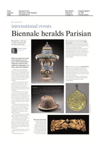 Pays : Royaume-Uni Périodicité : Hebdomadaire
Support : Antiques Trade Gazette Diffusion : 18 000
Date : 30 août 2014 Catégorie : Presse écrite
 