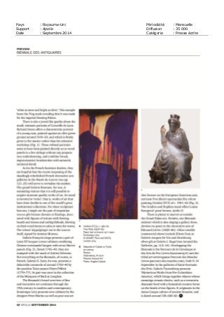 Pays : Royaume-Uni Périodicité : Mensuelle
Support : Apollo Diffusion : 35 000
Date : Septembre 2014 Catégorie : Presse écrite
 