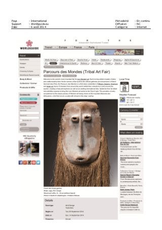 Pays : International Périodicité : En continu
Support : Worldguide.eu Diffusion : NC
Date : 6 août 2014 Catégorie : Internet
 