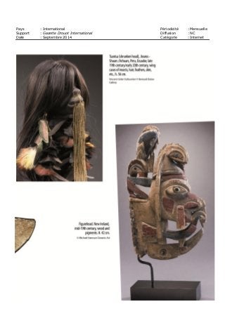 Pays : International Périodicité : Mensuelle
Support : Gazette Drouot International Diffusion : NC
Date : Septembre 2014 Catégorie : Internet
 