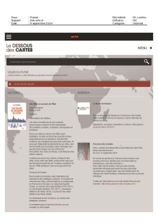 Pays : France Périodicité : En continu
Support : Ddc.arte.tv Diffusion : NC
Date : 9 septembre 2014 Catégorie : Internet
 