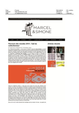 Pays : France Périodicité : En continu
Support : Marceletsimone.net Diffusion : NC
Date : 10 septembre 2014 Catégorie : Internet
 