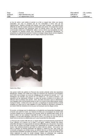 Pays : France Périodicité : En continu
Support : Marceletsimone.net Diffusion : NC
Date : 10 septembre 2014 Catégorie : Internet
 