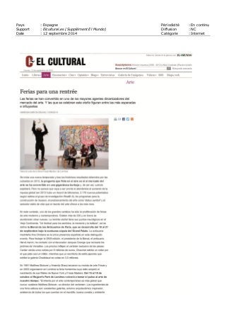 Pays : Espagne Périodicité : En continu
Support : Elcultural.es (Supplément El Mundo) Diffusion : NC
Date : 12 septembre 2014 Catégorie : Internet
 