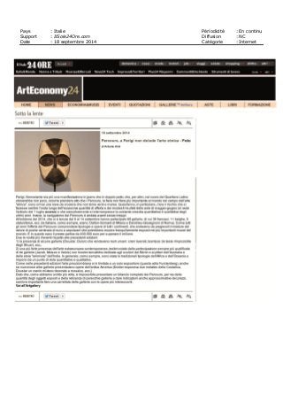 Pays : Italie Périodicité : En continu
Support : IlSole24Ore.com Diffusion : NC
Date : 18 septembre 2014 Catégorie : Internet
 