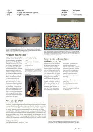 21 RUE LERICHE
75015 PARIS - 01 48 42 90 00
05/18 SEPT 14
Bimensuel
Surface approx. (cm²) : 379
N° de page : 36
Page 2/2
TRIBALART
0842621400506/CLA/MMS/2
Tous droits réservés à l'éditeur
centaines de milliers d'euros, des
objets plus modestes comme
ces poulies de métier à tisser
Senoufo ou ces petites amulettes
Eskimo oscillant entre 2 DOO
et 2 500 euros... «Il n'y a pas de
petits marchands », se plaît à ré
péter Pierre Moos. Certes... Force
est de constater cependant que
certains d'entre eux ne proposent
que des pièces d'exception dont
les prix atteignent des sommets
vertigineux comme dans la galerie
madrilène Arte y Ritual (qui pré
sente une magnifique sculpture
latmuldePapouasie-Nouvelle
Guinée du XIXe
siècle) ou che^ les
marchands américains Donald
EllisouThomasMurray, desfami
• P A R C O U R S D E S
MONDES 2014, Salon inter-
national des arts premiers,
du 9 au n septembre, Paris,
Saint-Cermain-des-Prés. Le
mardi 9, vernissage à partir
de 15(1 jusqu'à 2ih. Du mer-
credi au samedi, de uh à igh,
le dimanche jusqu'à i?h. Noc-
turne levendredi12septembre
jusqu'à 2ih.
liers du Parcours. À ceux que ces
prix risqueraient de « paralyser»,
un conseil : se laisser porter au
gré des chocs esthétiques. On ne
saurait ainsi trop inviter le collec-
tionneur comme le simple curieux
de pousser la porte de Patrick et
Ondine Mestdagh qui exposeront
une collection de pièces Ainou
(peuple autochtone du japon)
d'un design irréprochable, devisi-
terlagaleriede RenaudVanuxem
qui explorera les thèmes du rictus,
du cri et de la transe sous le joli
titre « Sages et féroces », ou bien
encore de découvrir d'autres ex-
pressions tribales comme celles
proposées par le jeune marchand
Frédéric Rond dans sa galerie
Indian Heritage.
Aux côtés de l'archéologie, la pré-
sence de l'Asie devrait être d'ail-
leurs l'un des grands temps forts
de cette édition. Pierre Moos ne
caresse t il pas Ie rêve de créer,
dès septembre 2015, le premier
Parcours des arts asiatiques ? Soit
une façon à peine déguisée de sé-
duire la clientèle très fortunée des
collectionneurs de Hongkong ou
de Singapour. Affaire à suivre...
Bérénice Geoffroy-Schneiter
 