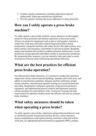 Press Brake Operation: Challenges and Safety Best Practices | PDF