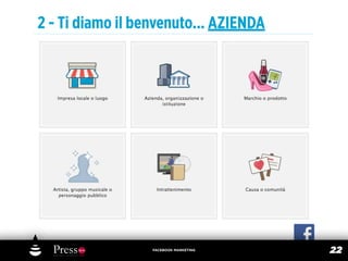 2 - Ti diamo il benvenuto... AZIENDA




                  FACEBOOK MARKETING
                                       22
 