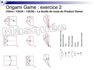 Origami Game : exercice 2
(10mn / 13h24 – 13h34) – La feuille de route du Product Owner
 