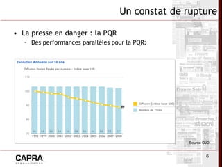 La presse en danger : la PQR Des performances parallèles pour la PQR: Un constat de rupture Source OJD 