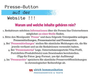 Presse-Button auf der Website