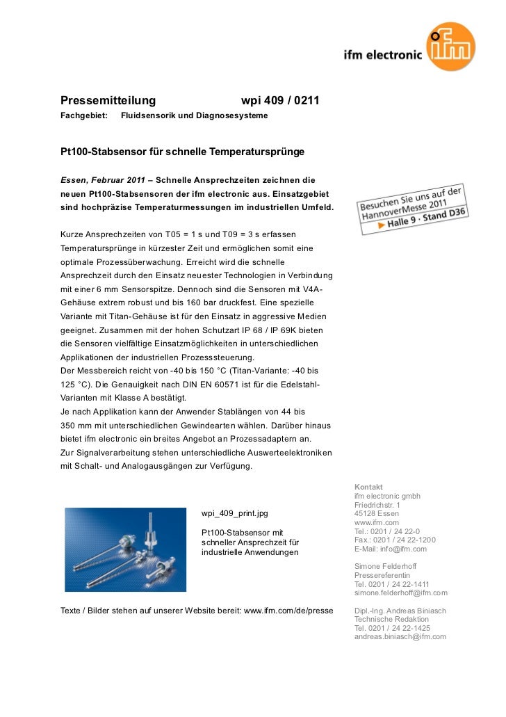 Pt100 Stabsensor Fuer Schnelle Temperaturspruenge