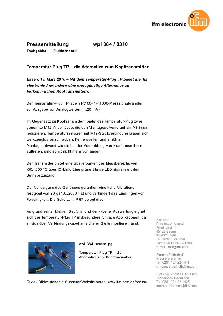 Temperatur Plug Tp Die Alternative Zum Kopftransmitter