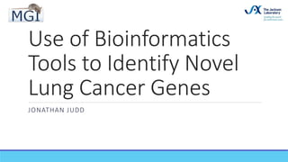 Use of Bioinformatics
Tools to Identify Novel
Lung Cancer Genes
JONATHAN JUDD
 
