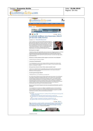 Testata: Economia Sicilia

Data: 25.06.2010
Pagina: On line

 