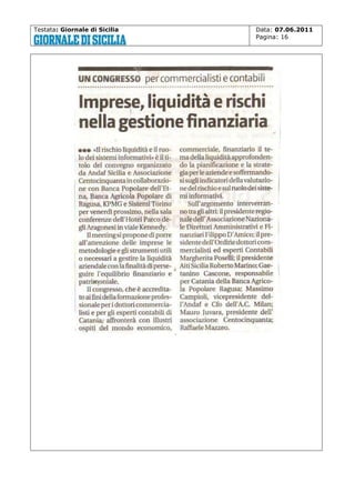 Testata: Giornale di Sicilia

Data: 07.06.2011
Pagina: 16

 