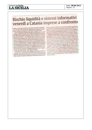 Testata: La Sicilia

Data: 08.06.2011
Pagina: 12

 