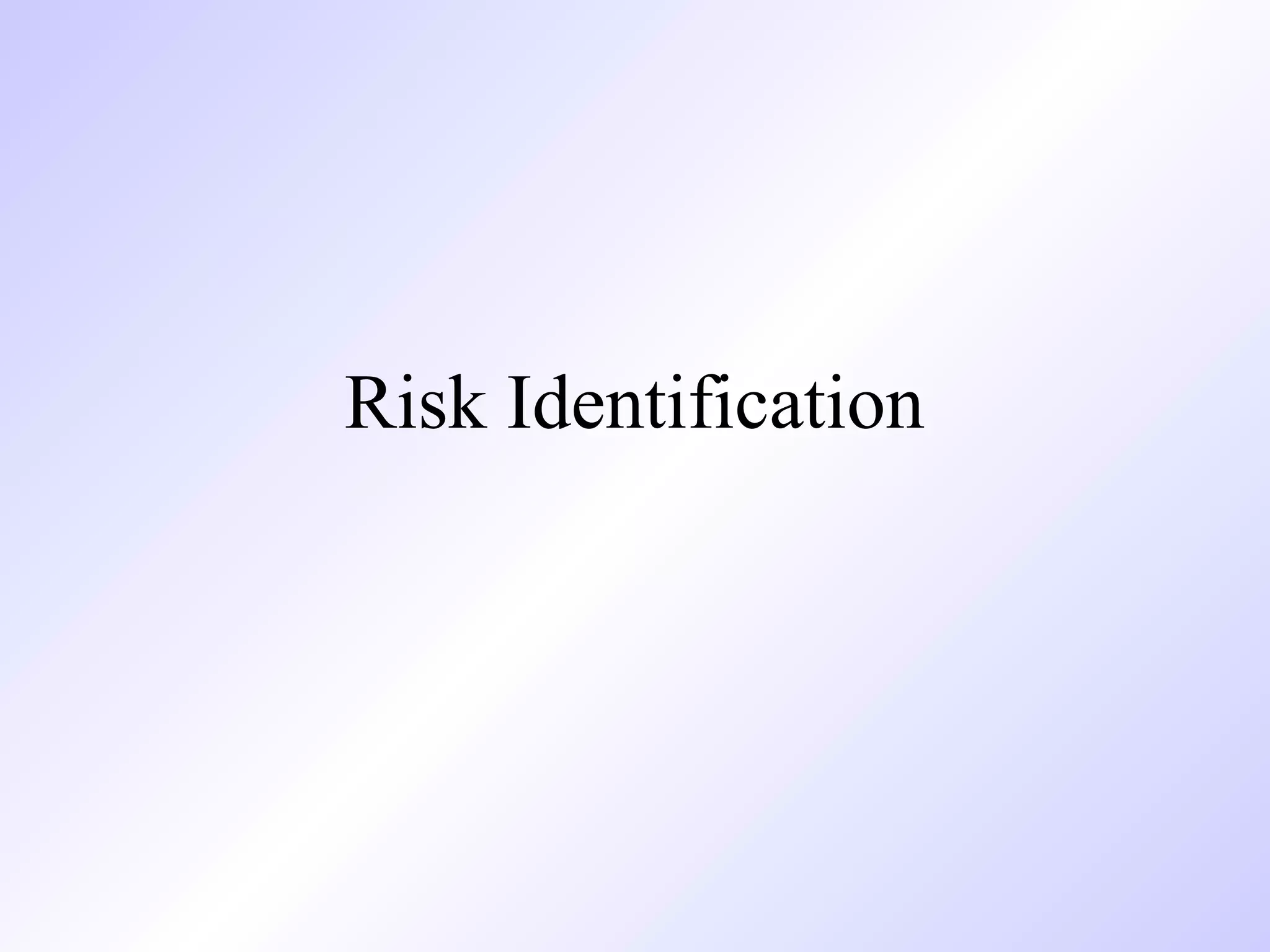 Risk Identification
 