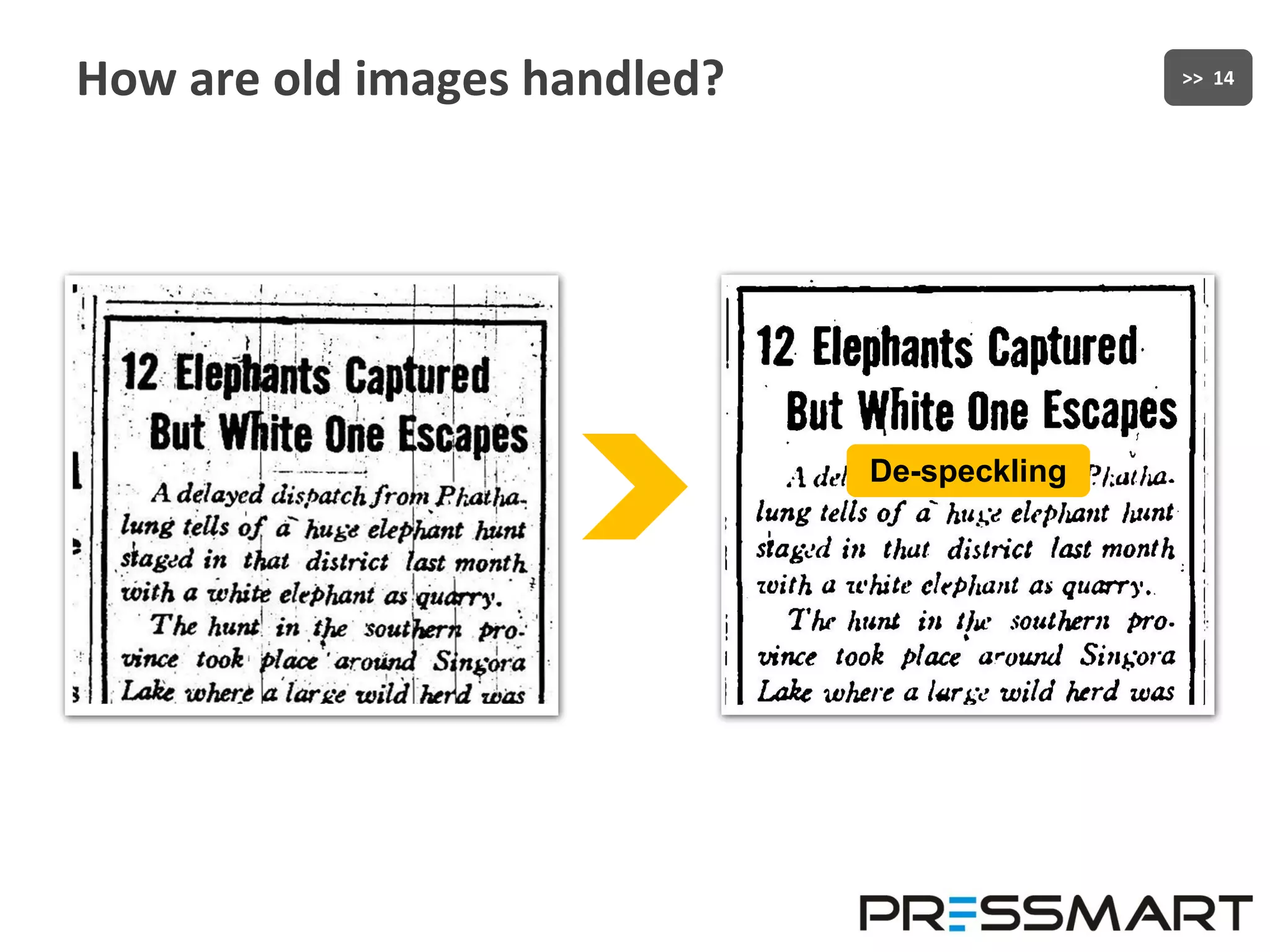 How are old images handled? De-speckling 