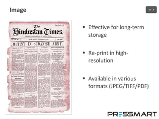 Image Effective for long-term storage Re-print in high-resolution Available in various formats (JPEG/TIFF/PDF) 