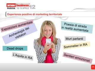 Esperienze positive di marketing territoriale




                                                Muri parlanti


Dead drops




                                                                36
 