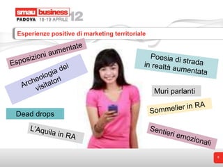 Esperienze positive di marketing territoriale




                                                Muri parlanti


Dead drops




                                                                8
 