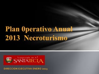 Plan 0perativo Anual
2013 Necroturismo

DIRECCION EJECUTIVA ENERO 2013

 