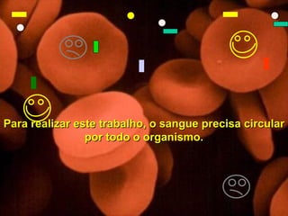 Para realizar este trabalho, o sangue precisa circular por todo o organismo. 