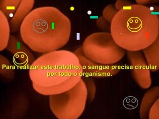 Para realizar este trabalho, o sangue precisa circular por todo o organismo. 