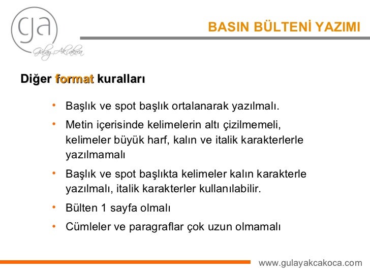 Basın bülteni format Basın bülteni format