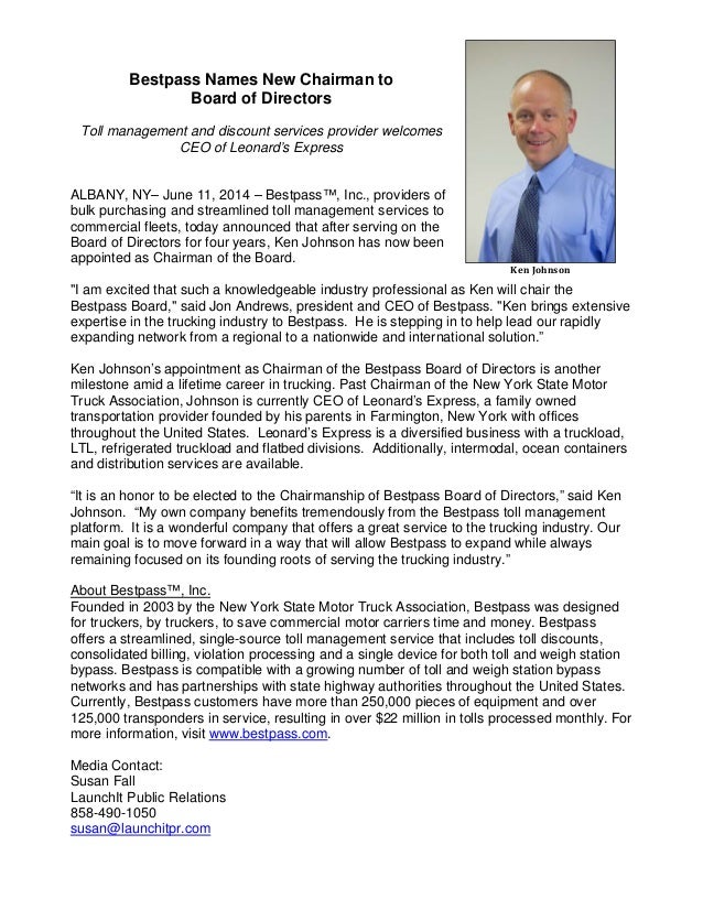 Press Release Bestpass Appoints New Chairman to the Board of Direct…