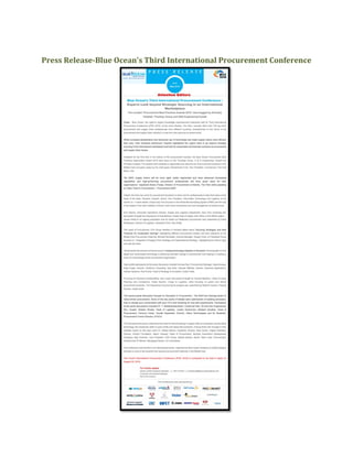 Press Release-Blue Ocean's Third International Procurement Conference
 