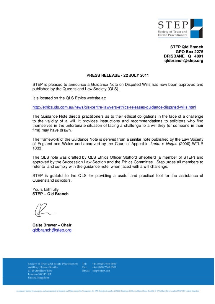 Press release larke v nugus