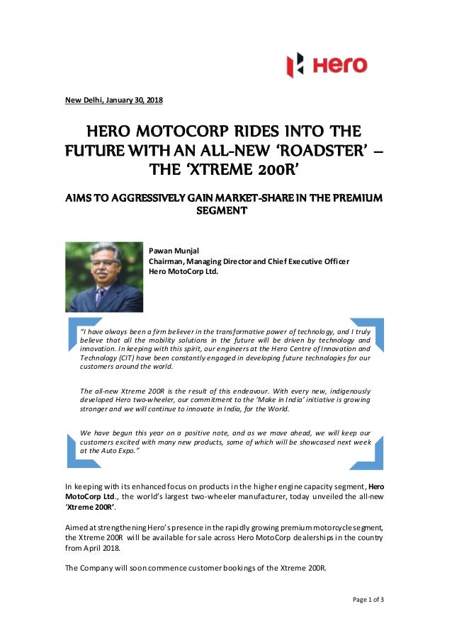 hero motocorp press release
