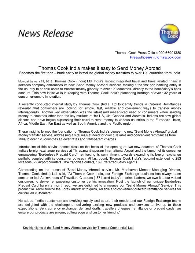 press release thomas cook