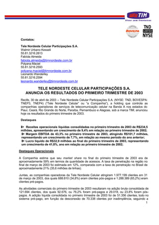 Press Release 4 T03 Tele Celular Sul