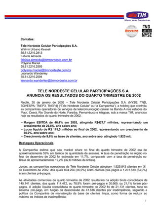 Press Release Tele Nordeste Celular 2 T04