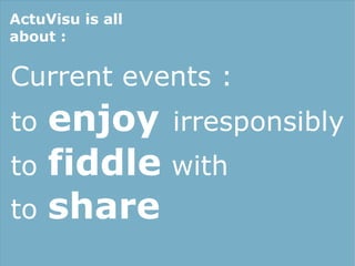 ActuVisu is all
about :


Current events :
to enjoy irresponsibly
to fiddle with
to share
 