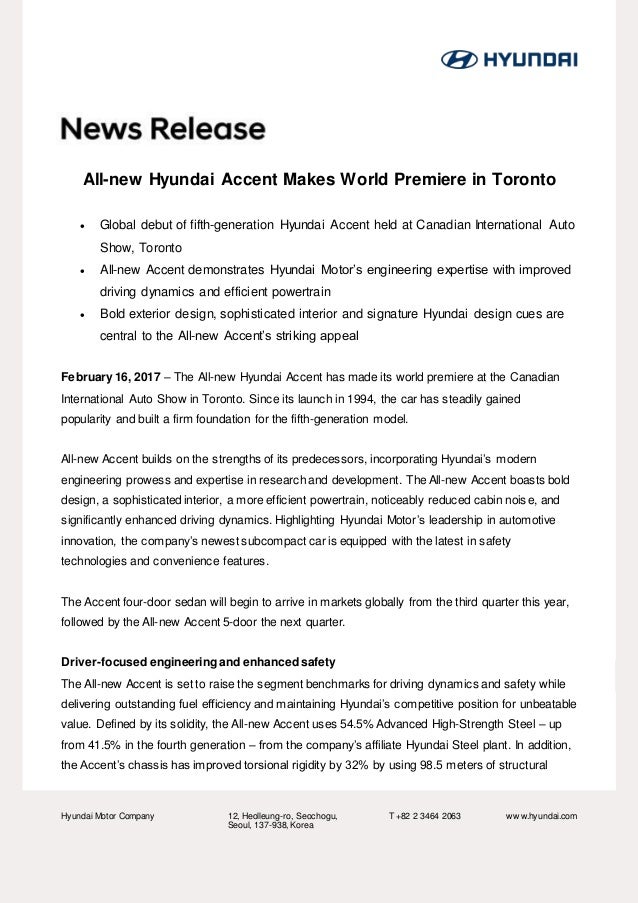 Hyundai Accent Press Release