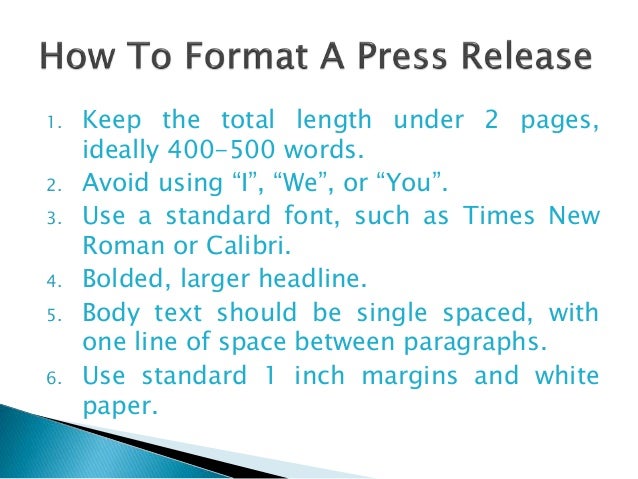 standard press release format
