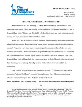Press Releases Finley