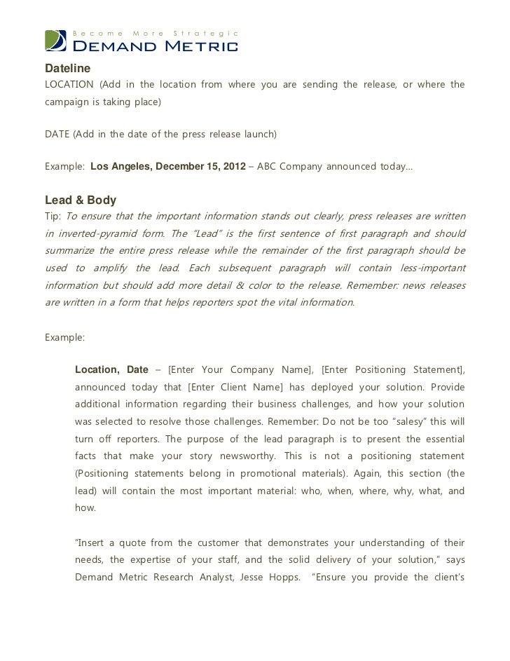 press release template