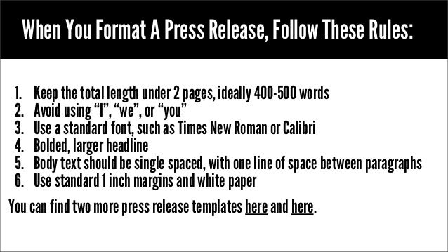 standard press release format