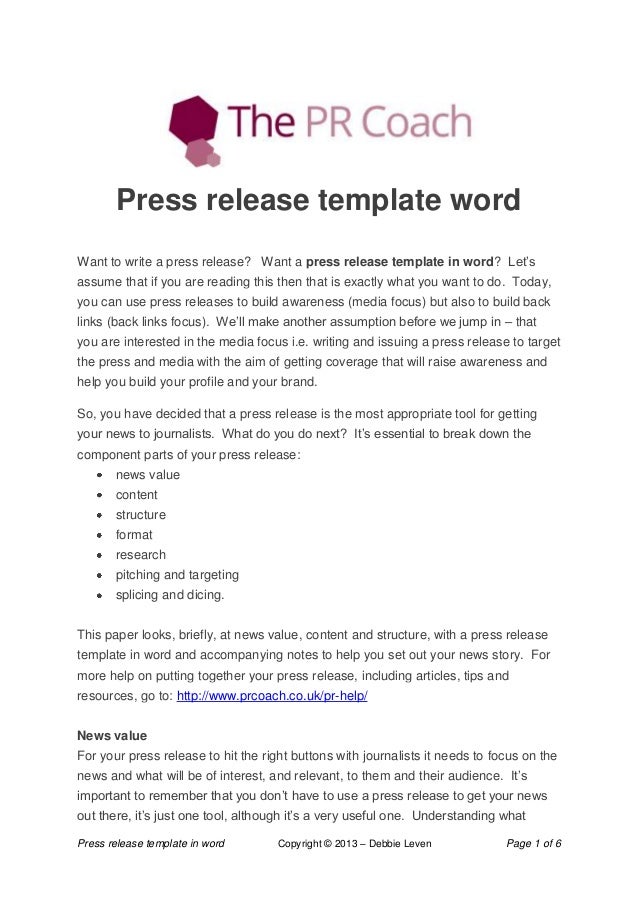press release template word word press release template
